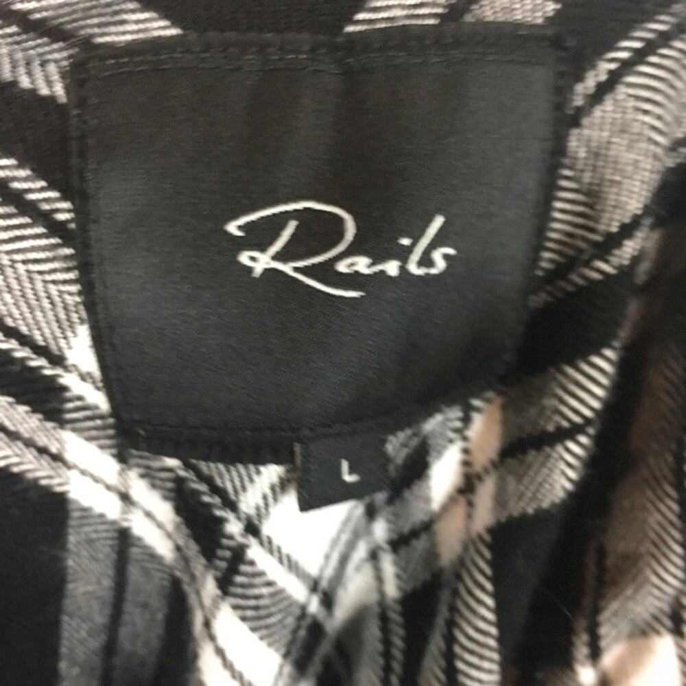 Rails Black White Plaid Soft Flannel Split Sides … - image 8